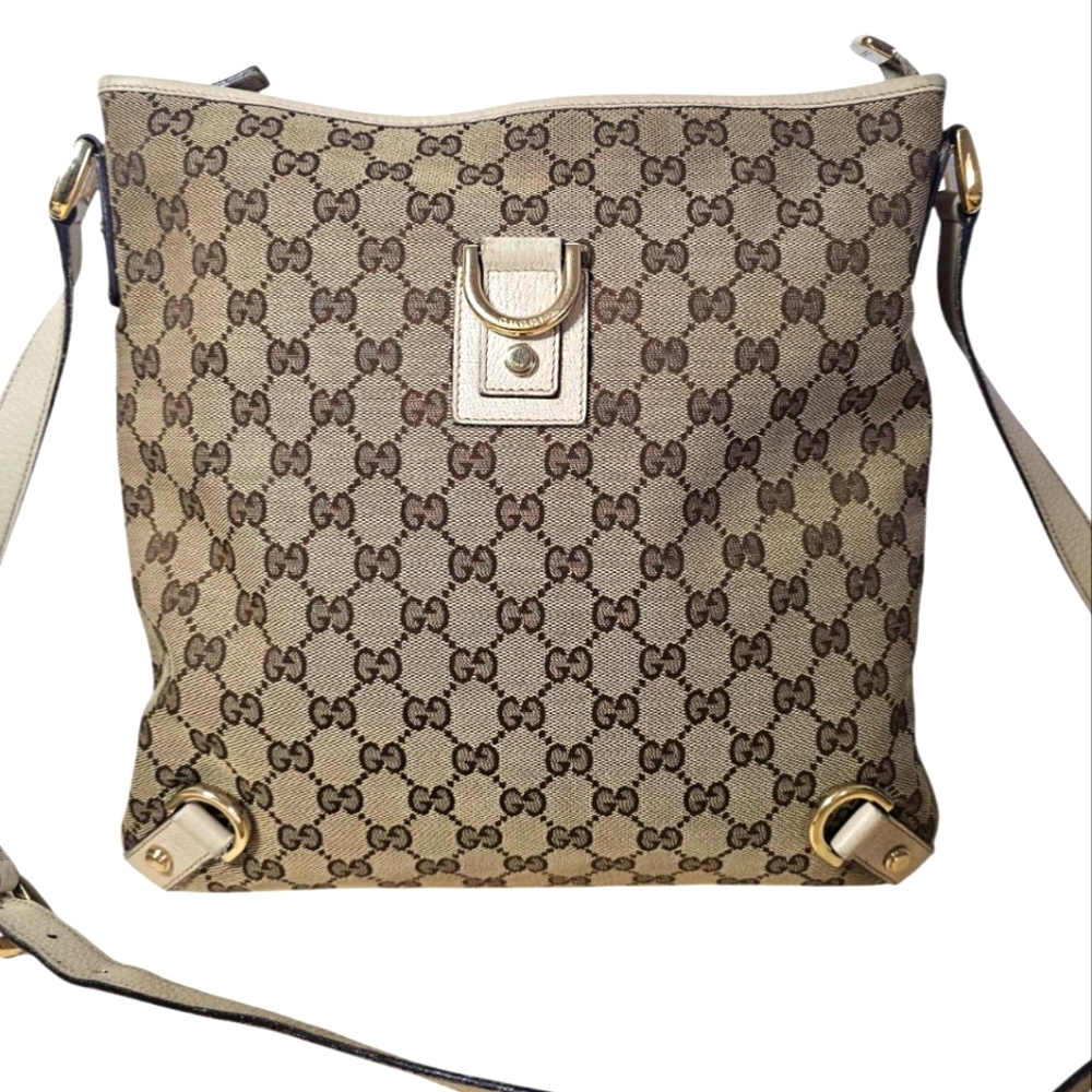 Gucci GG Canvas D-Ring Abbey Messenger Crossbody Bag